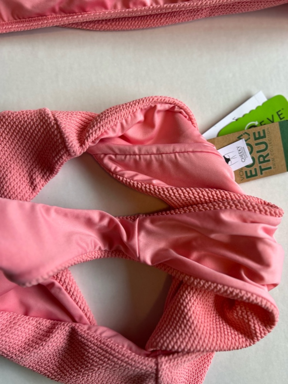 Volcom Pink Textured Bikini Set Size Top XL Bottom L - Picture 7 of 7